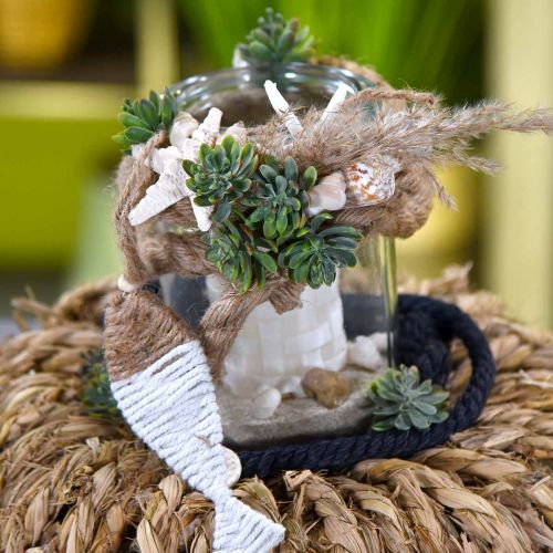 Floristik24 Decorazione marittima ghirlanda di iuta 6 pesci con stella marina 120cm
