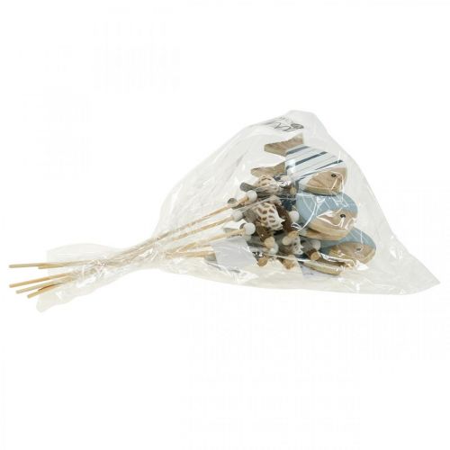 Floristik24 Tappi decorativi marittimi, pesci e conchiglie su stecco, decorazioni marine, pesci in legno 6pz