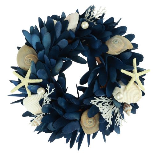 Prodotto Ghirlanda decorativa marittima con conchiglie blu colori naturali Ø27cm
