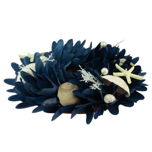 Prodotto Ghirlanda decorativa marittima con conchiglie blu colori naturali Ø27cm