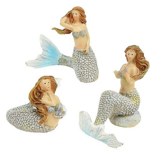 Floristik24 Figura da decorare Mermaid Blue 6cm - 9,5cm 3 pezzi