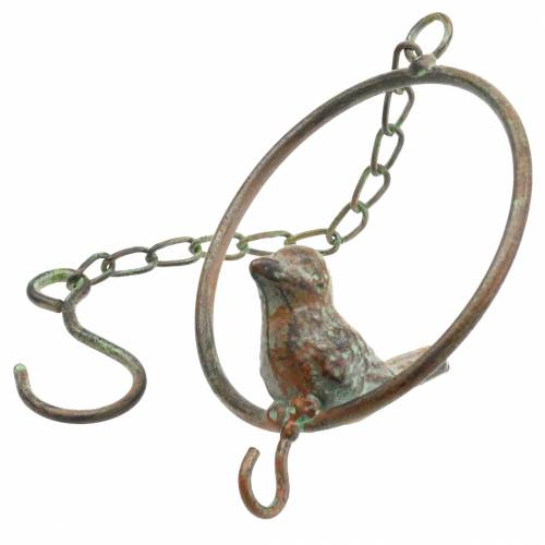 Prodotto Uccello in un anello come appendiabiti da cibo marrone-verde metallo Ø9,8 cm L32,5 cm