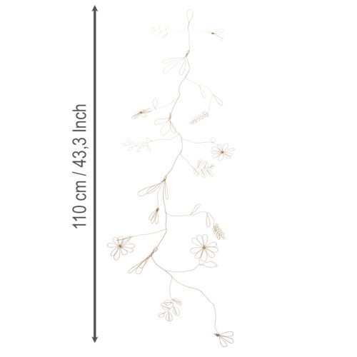 Prodotto Ghirlanda decorativa floreale in metallo, filo per ghirlanda di fiori, decorazione estiva, decorazione da parete, oro, 110 cm