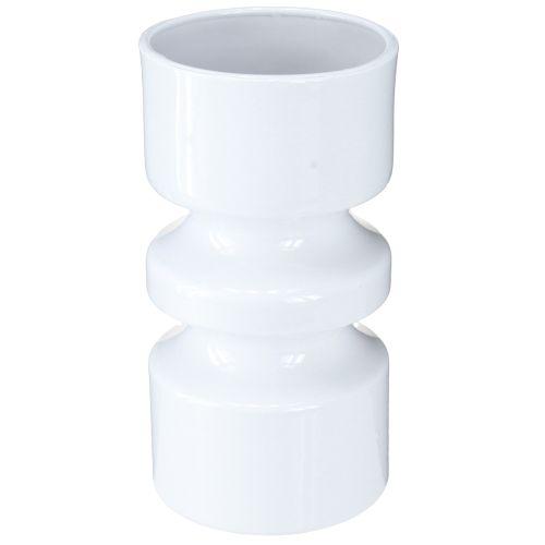 Vaso per fiori in metallo smaltato bianco crema Ø9cm H17.5cm