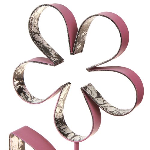 Prodotto Decorazione in metallo Fiore su base in legno Rosa antico Argento H29cm