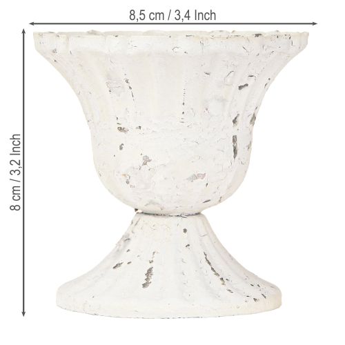 Prodotto Tazza decorativa in metallo piccola Shabby Chic Bianco Ø8,5cm H8cm 2pz