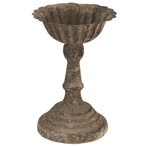 Prodotto Ciotola decorativa in metallo su piede calice grigio marrone antico Ø12cm H18cm