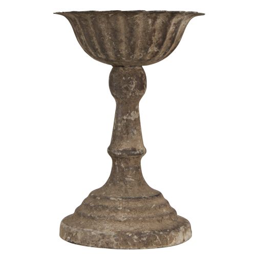Prodotto Ciotola decorativa in metallo su piede calice grigio marrone antico Ø12cm H18cm