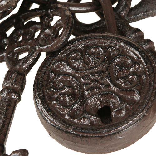 Prodotto Mazzo di chiavi decorative in metallo con lucchetto marrone H22cm