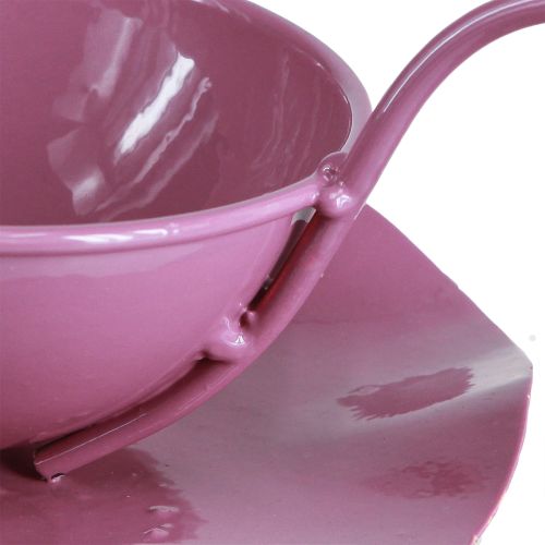 Prodotto Tazza decorativa in metallo con piattino rosa H8cm Ø11,5cm 2 pezzi