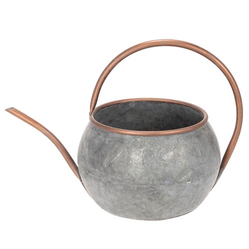 Annaffiatoio decorativo in metallo, stile country vintage, decorazione da giardino, per piante, rame argentato, L41cm Ø26cm H30cm | Floristik24.it