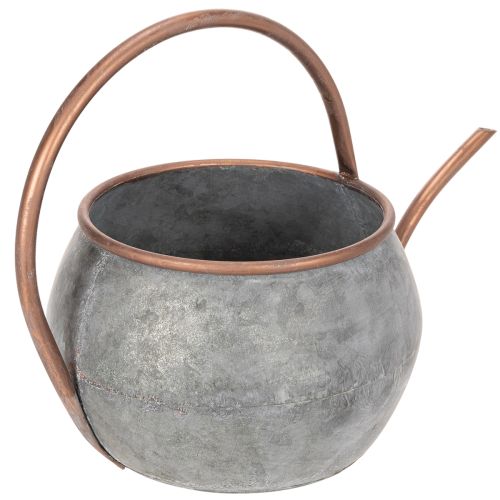 Annaffiatoio decorativo in metallo, stile country vintage, decorazione da giardino, per piante, rame argentato, L41cm Ø26cm H30cm | Floristik24.it