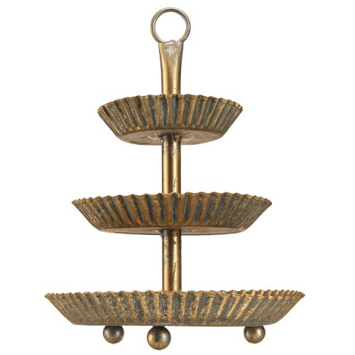 Floristik24 Etagere in metallo a 3 livelli oro antico vintage Ø17cm H23cm