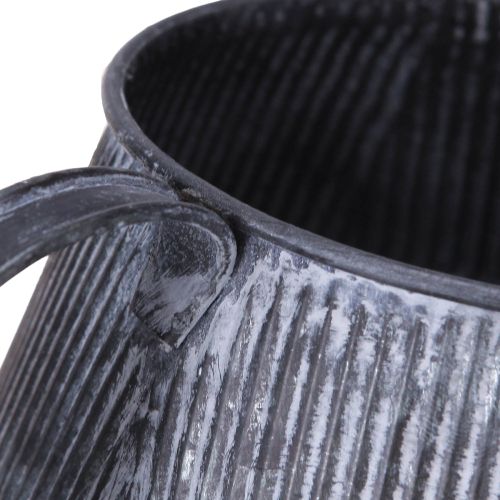 Prodotto Decorazione brocca in metallo con scanalature vintage in nero H12,5cm
