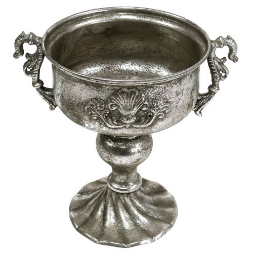 Floristik24 Antico calice in metallo argento Ø18cm H30cm