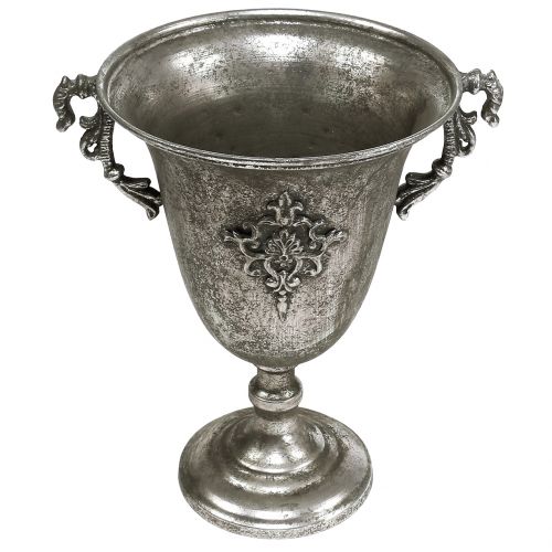 Floristik24 Coppa in metallo argento antico Ø20.0cm H30cm