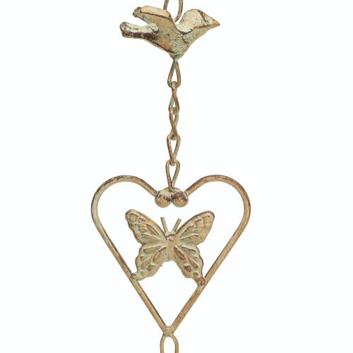 Prodotto Campanello a vento in metallo con cuore e campana, decorazione da giardino antica, 72 cm