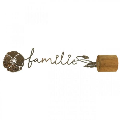 Floristik24 Supporto in legno con fiore decorativo in metallo scritta &quot;Family&quot; H40cm