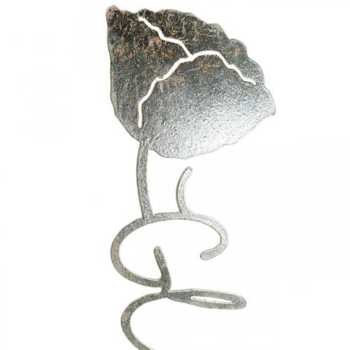 Supporto in legno con fiore decorativo in metallo scritta "Happiness" H40cm
