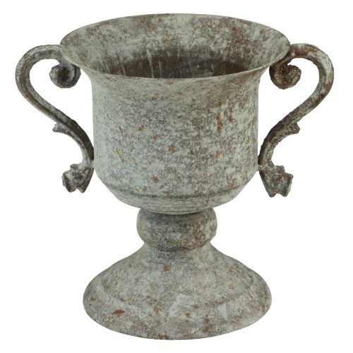 Floristik24 Trofeo decorativo in metallo con manico marrone bianco Ø13,5 cm H19,5 cm