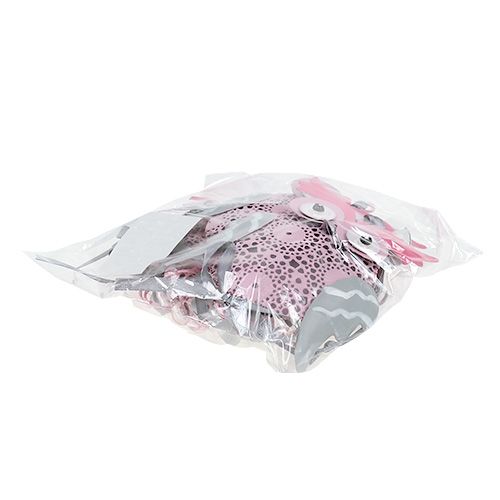 Floristik24 Gufo appendiabiti in metallo grigio, bianco, rosa 10 cm 3 pezzi