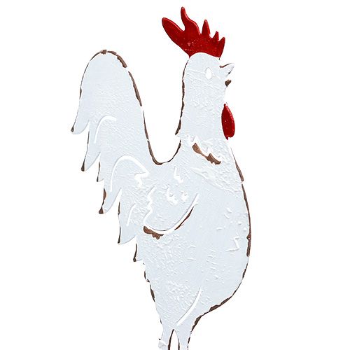 Floristik24 Pollo in metallo su stecco bianco 16 cm 6 pezzi