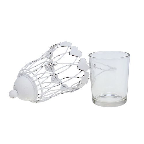 Floristik24 Lanterna in metallo Ø7.5cm H12cm bianca