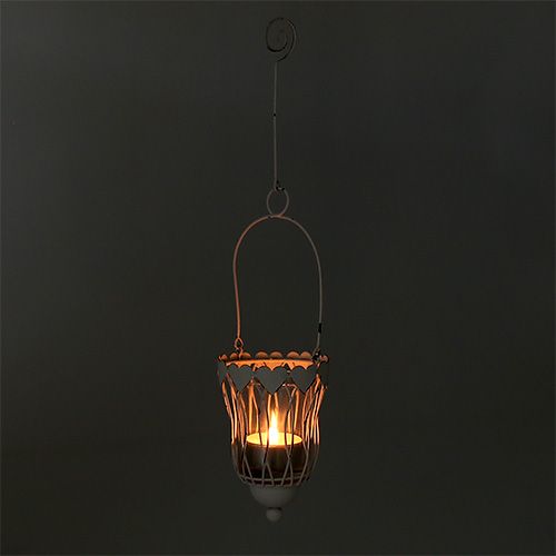 Floristik24 Lanterna in metallo Ø7.5cm H12cm bianca