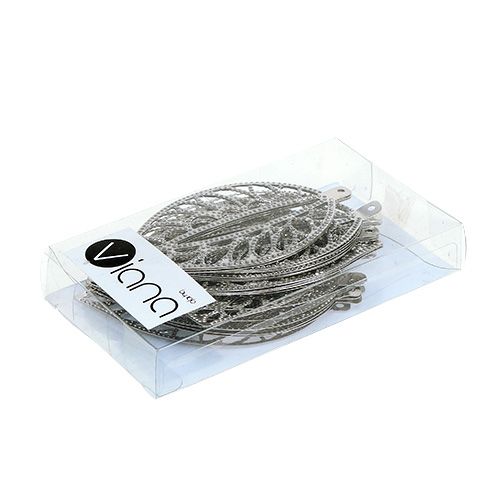 Floristik24 Lamiera per appendere in argento 4 cm x 7 cm 24 pezzi