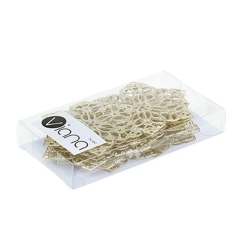 Fiore in metallo con ornamento Ø5,5cm oro 24 pezzi | Floristik24.it