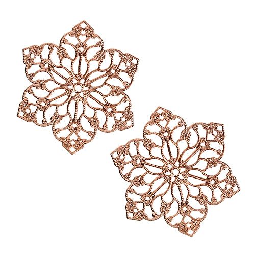 Floristik24 Fiore in metallo con ornamento Ø5,5cm rame 24 pezzi