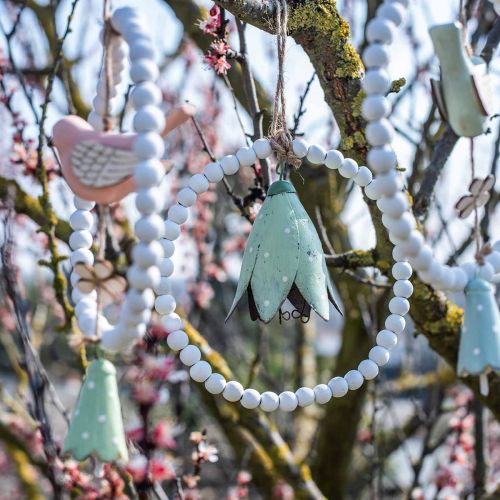 Floristik24 Fiori di metallo, campanule da appendere, decorazione primaverile, ciondolo in metallo H10,5 cm bianco, rosa, verde set di 3