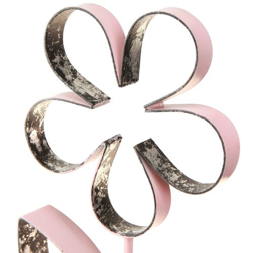 Prodotto Fiore in metallo su base in legno rosa argento vintage H29cm