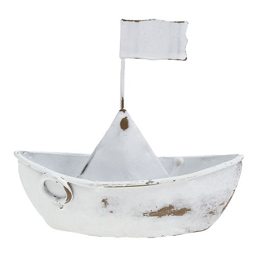 Floristik24 Barca in metallo bianco 11 cm x 10 cm 1 p