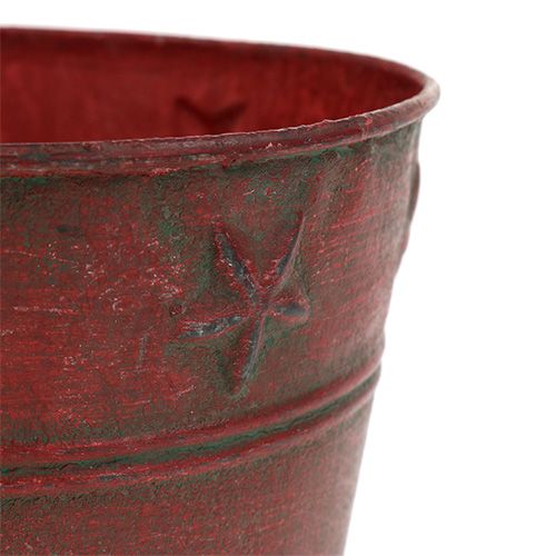 Secchio in metallo rosso con stelle Ø15cm H13cm | Floristik24.it