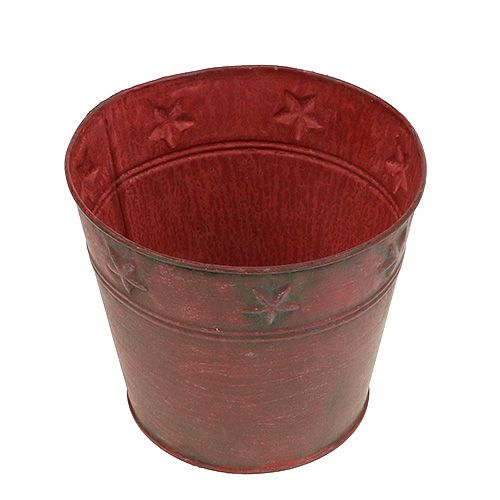 Secchio in metallo rosso con stelle Ø15cm H13cm | Floristik24.it