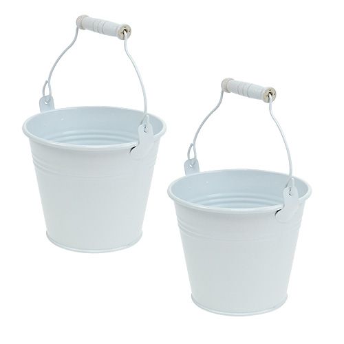 Secchio in metallo bianco Ø10cm H8cm 10p | Floristik24.it