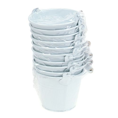 Secchio in metallo bianco Ø10cm H8cm 10p | Floristik24.it