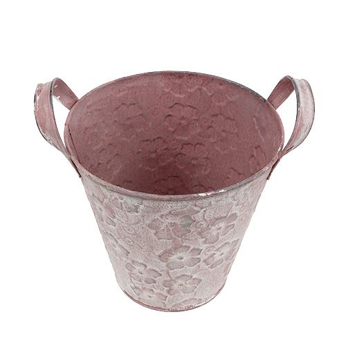 Floristik24 Secchio di metallo con fiori Rosa Ø15,5cm H15cm