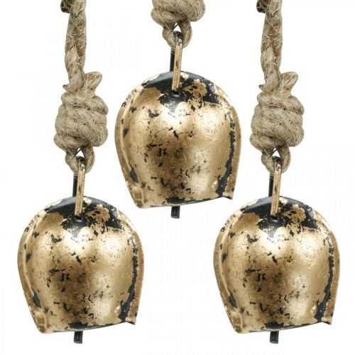 Floristik24 Campanelli in metallo da appendere, decorazione casa di campagna, campanacci dorati, aspetto antico 5 × 3,5 cm 12 pezzi