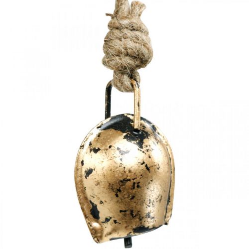 Floristik24 Campanelli in metallo da appendere, decorazione casa di campagna, campanacci dorati, aspetto antico 5 × 3,5 cm 12 pezzi