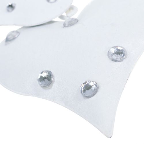 Floristik24 Appendino in metallo nido di uccello con cuore bianco 18 cm 3 pezzi