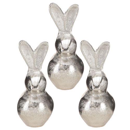 Prodotto Coniglietto decorativo argento – Moderna figura pasquale in metallo per una decorazione primaverile elegante 11 cm 3 pezzi