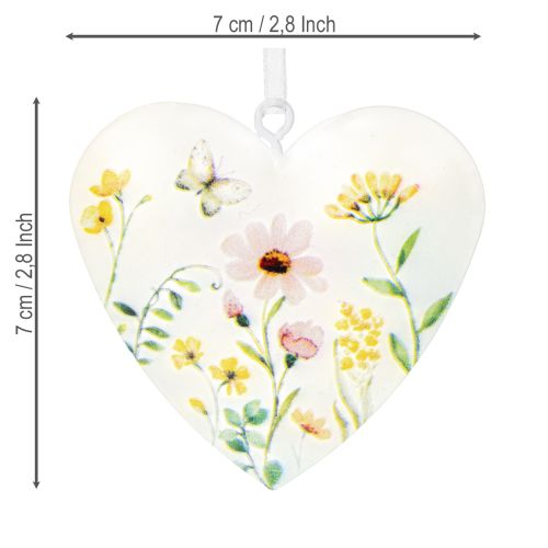 Prodotto Ciondoli a forma di cuore con motivi floreali come decorazione da parete, 7 cm, 6 pezzi