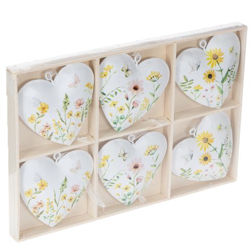 Prodotto Ciondoli a forma di cuore con motivi floreali come decorazione da parete, 7 cm, 6 pezzi