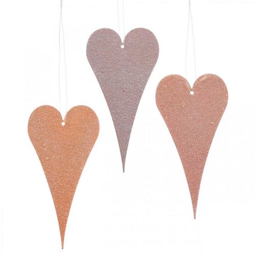 Floristik24 Decorazione sospesa Cuori per appendere Arancione/Viola 15cm 6 pezzi