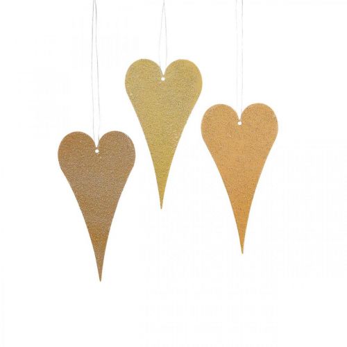 Prodotto Decorazione da appendere cuori in metallo per finestre, cuori decorativi da appendere beige/giallo/arancione H15cm 6 pz