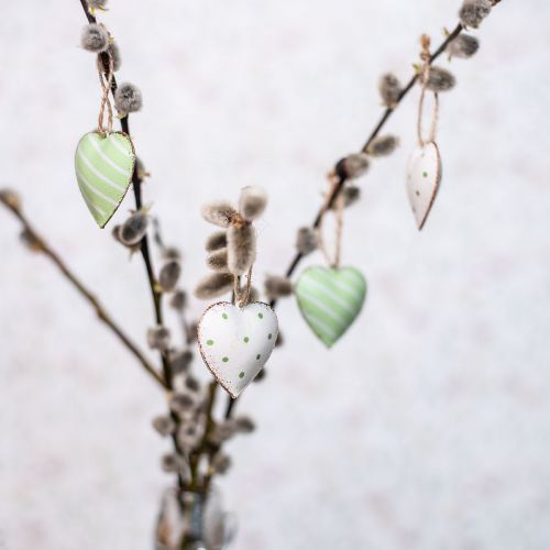 Prodotto Cuori in metallo da appendere, San Valentino, decorazione primaverile, ciondolo cuore verde, bianco H3.5cm 10pz