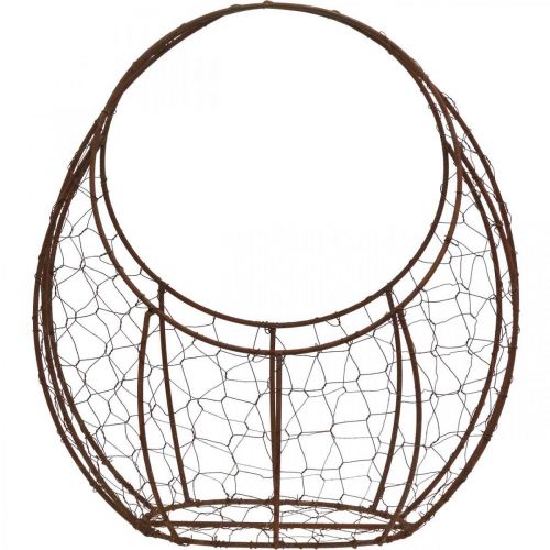 Prodotto Cesto in filo metallico, fioriera in metallo, decorazione primaverile, cestino pasquale marrone, patina H34cm L30cm