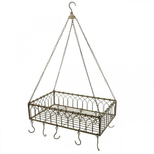 Floristik24 Cestino quadrato in metallo con gancio appeso decoro metallo 50x30,5x12,5cm